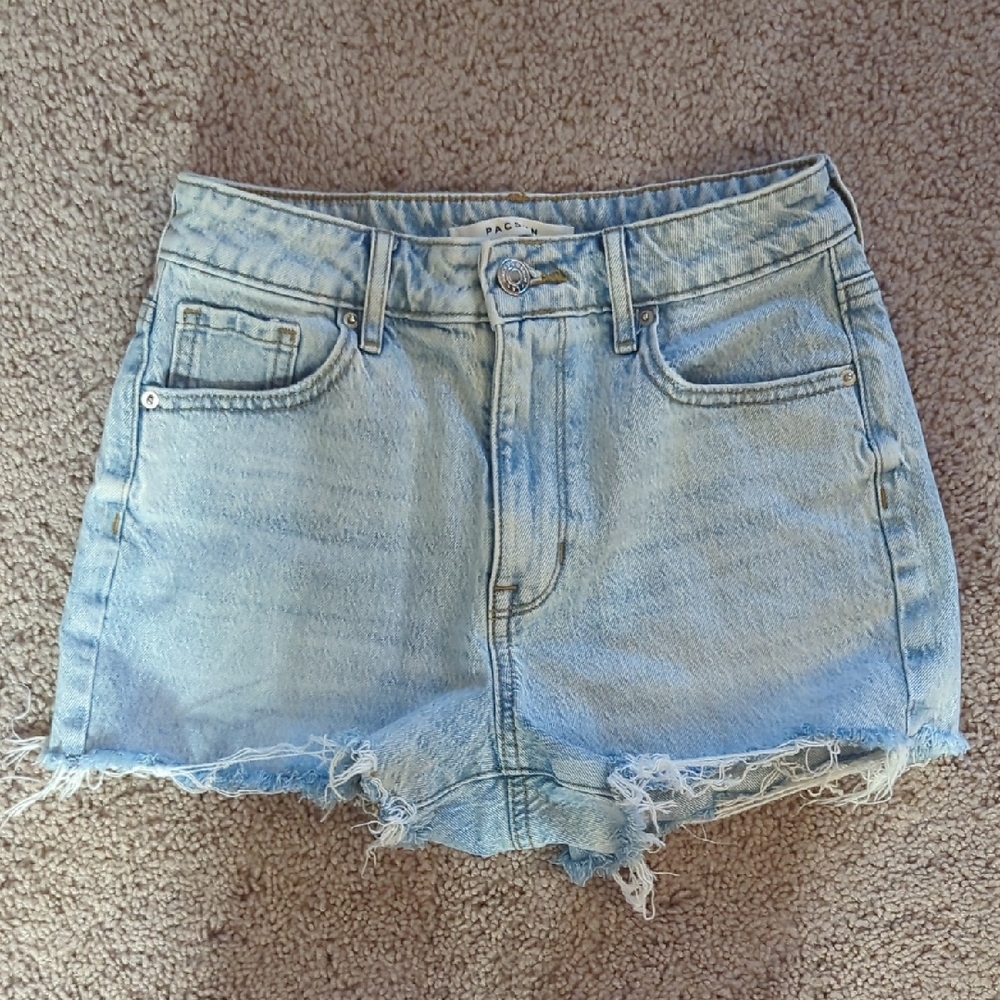 PacSun Stretch High Rise Light Wash Denim Shorts Size 24